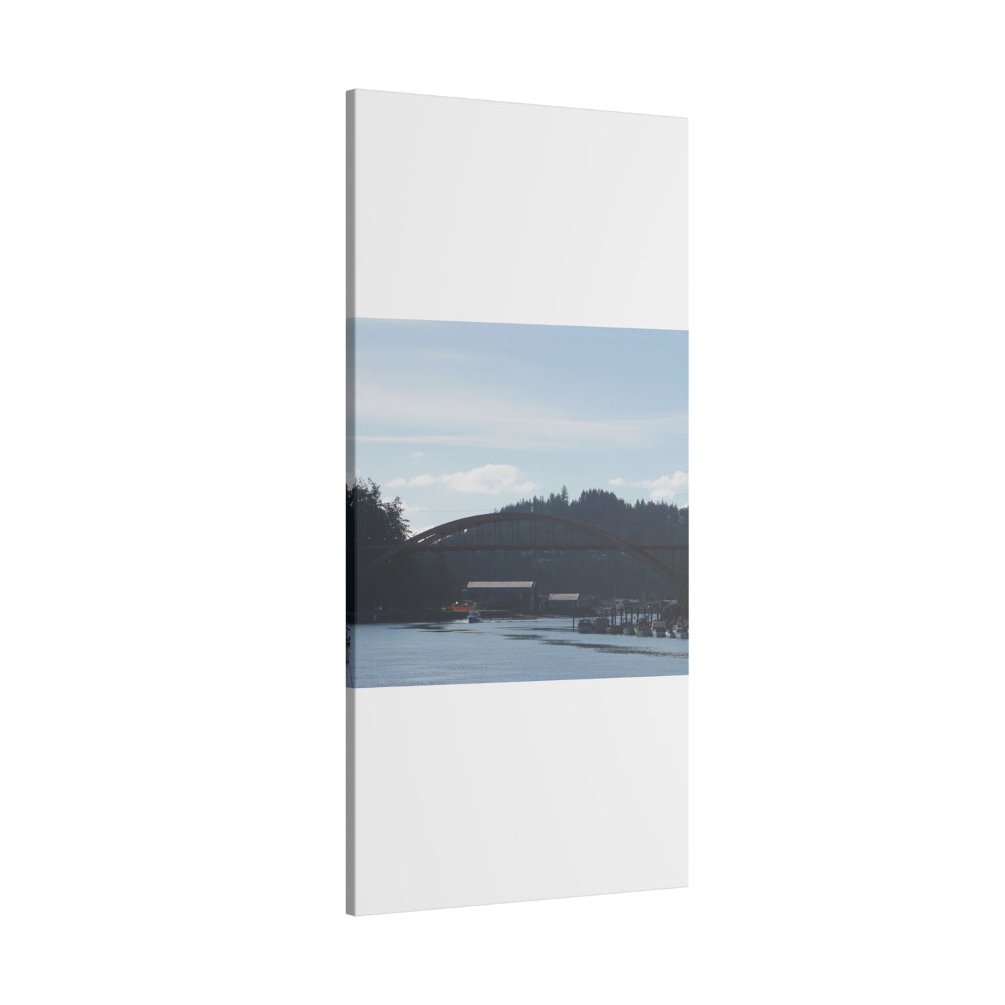 Scenic Bridge Matte Canvas Wall Art - Tranquil River Landscape