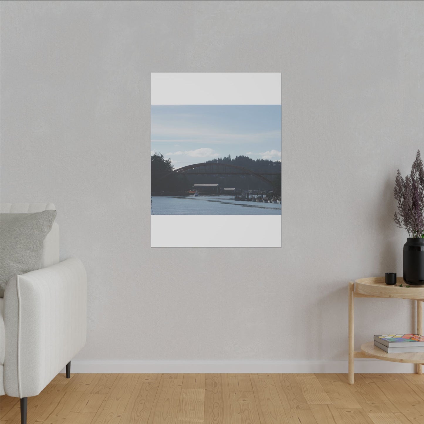 Scenic Bridge Matte Canvas Wall Art - Tranquil River Landscape