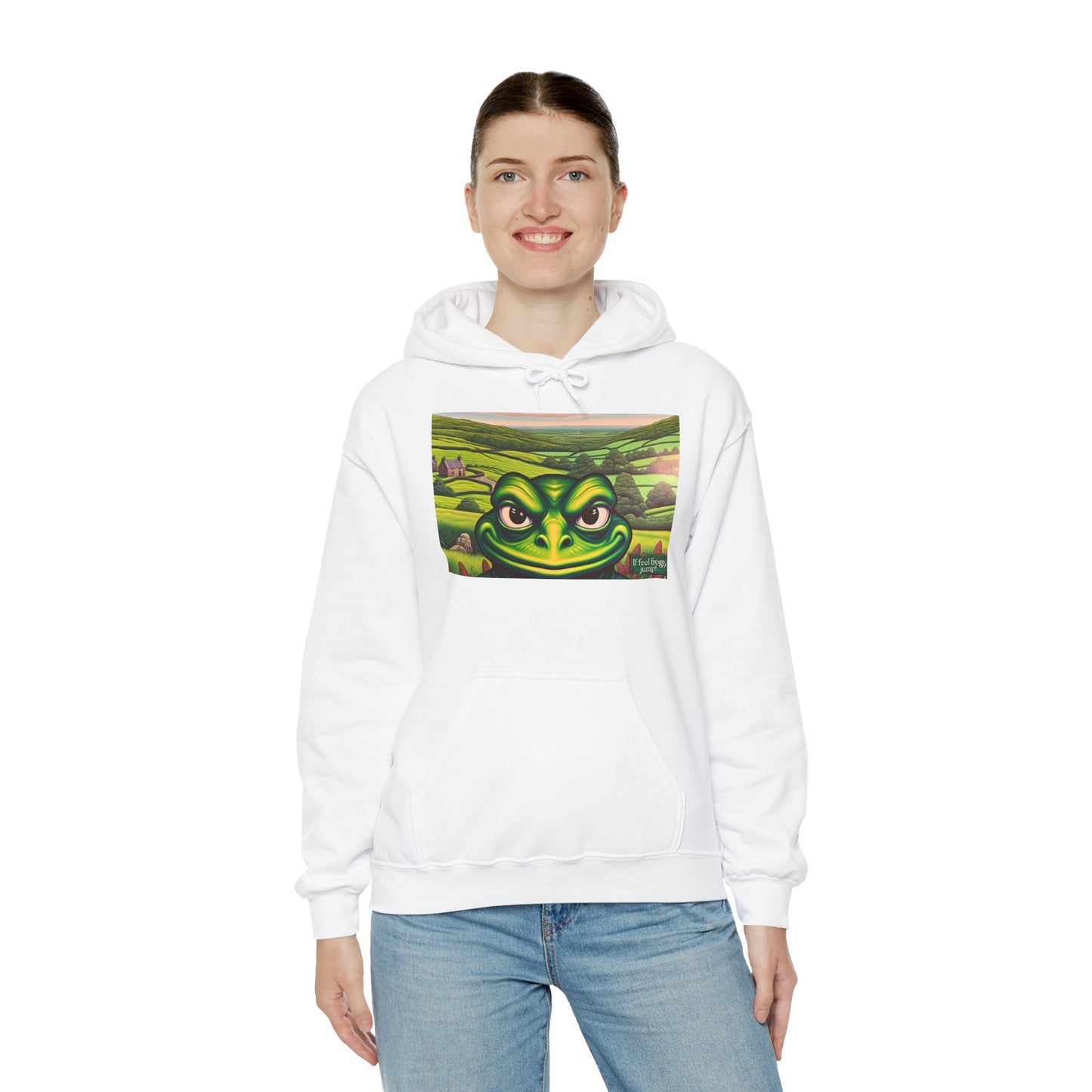 Whimsical Frog Artwork Unisex Hoodie - Cozy Heavy Blend Sweatshirt for Nature Lovers