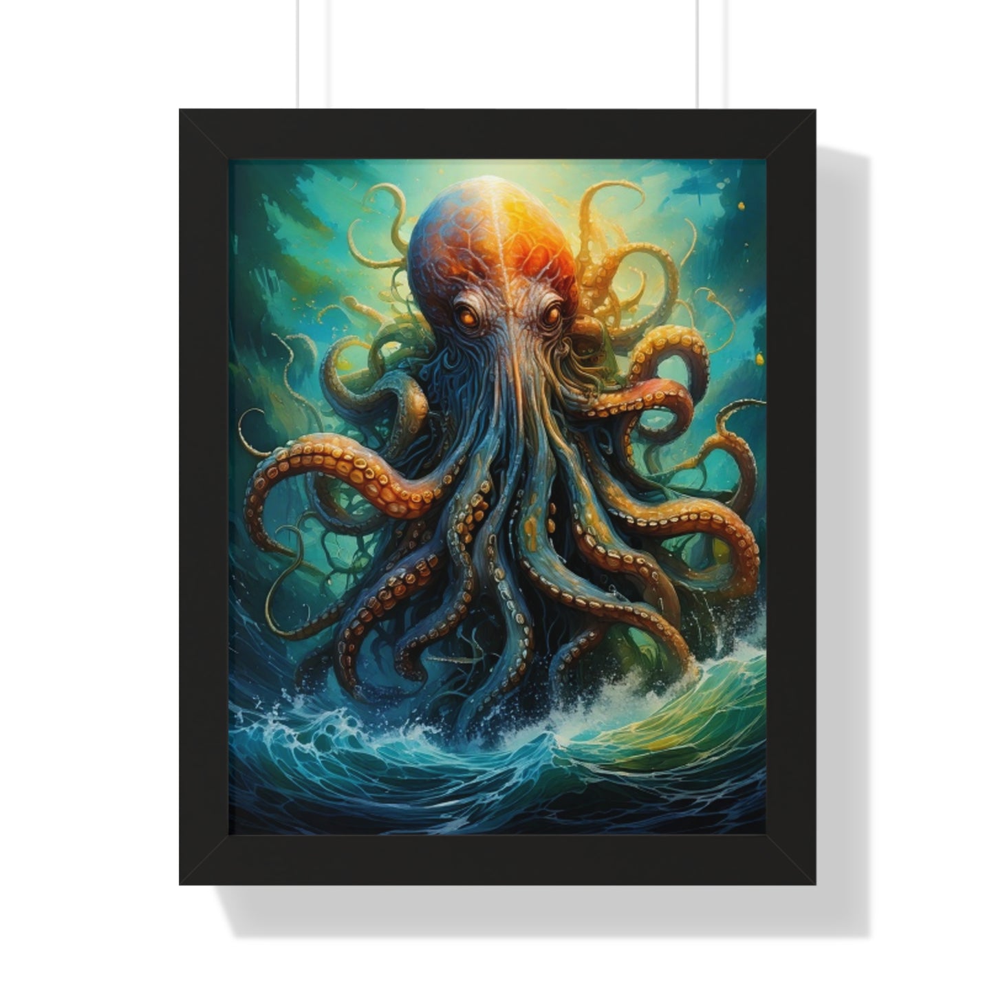 Octopus Art Print - Framed Vertical Poster for Nautical Decor