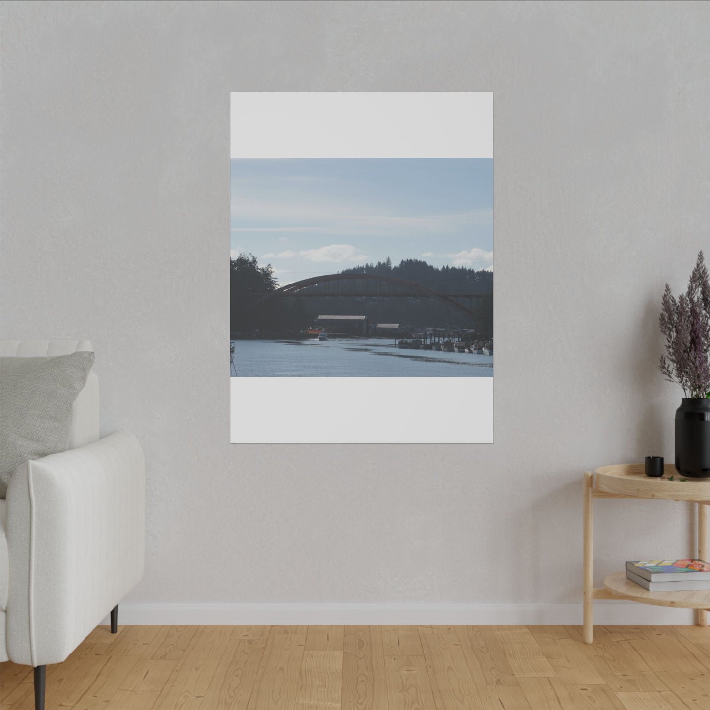 Scenic Bridge Matte Canvas Wall Art - Tranquil River Landscape