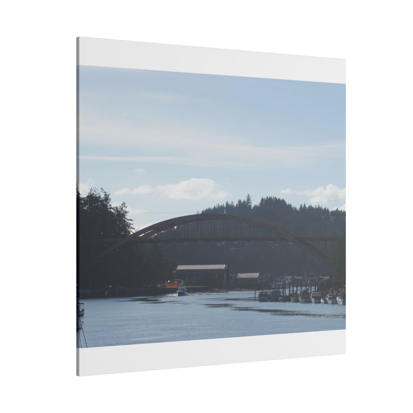 Scenic Bridge Matte Canvas Wall Art - Tranquil River Landscape