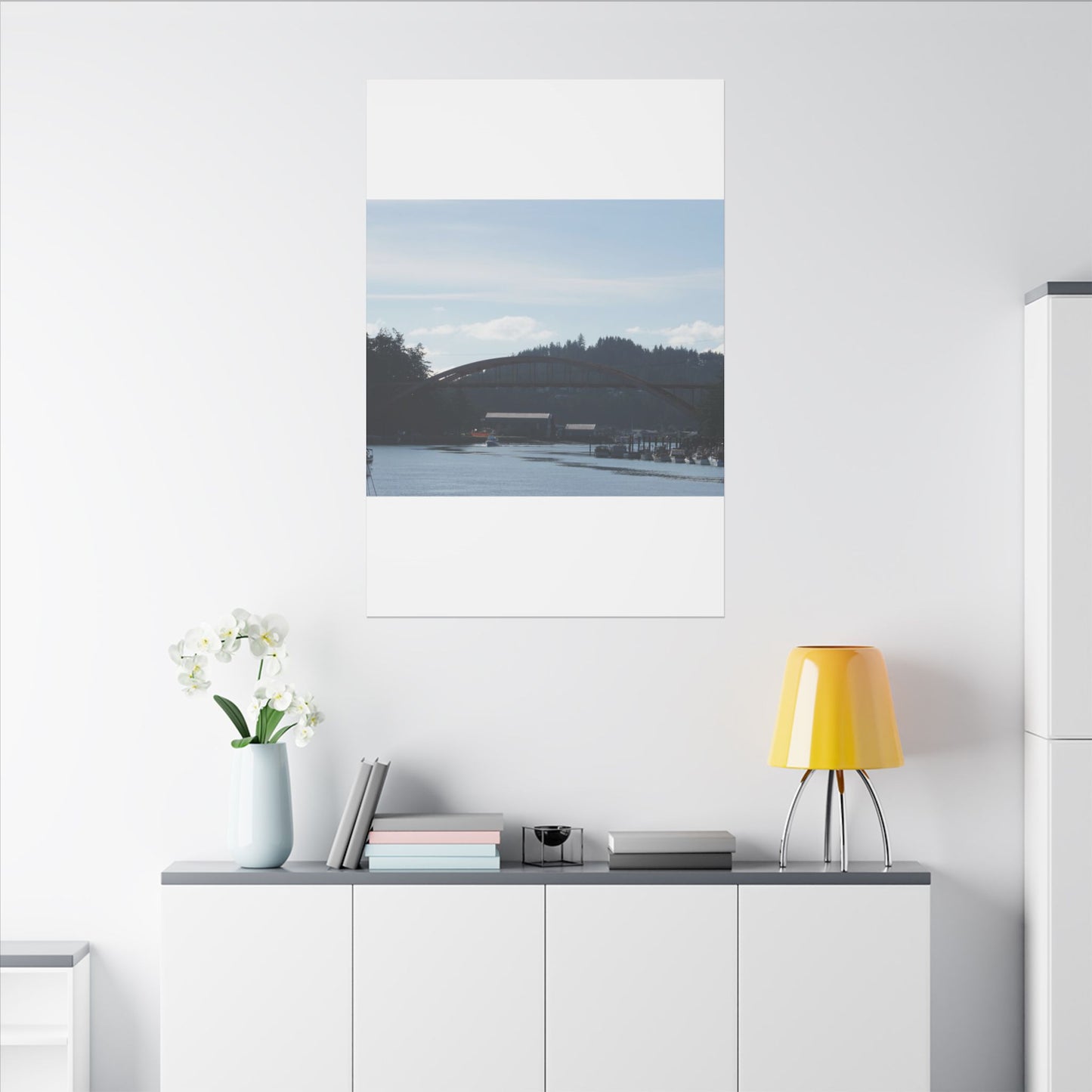 Scenic Bridge Matte Canvas Wall Art - Tranquil River Landscape