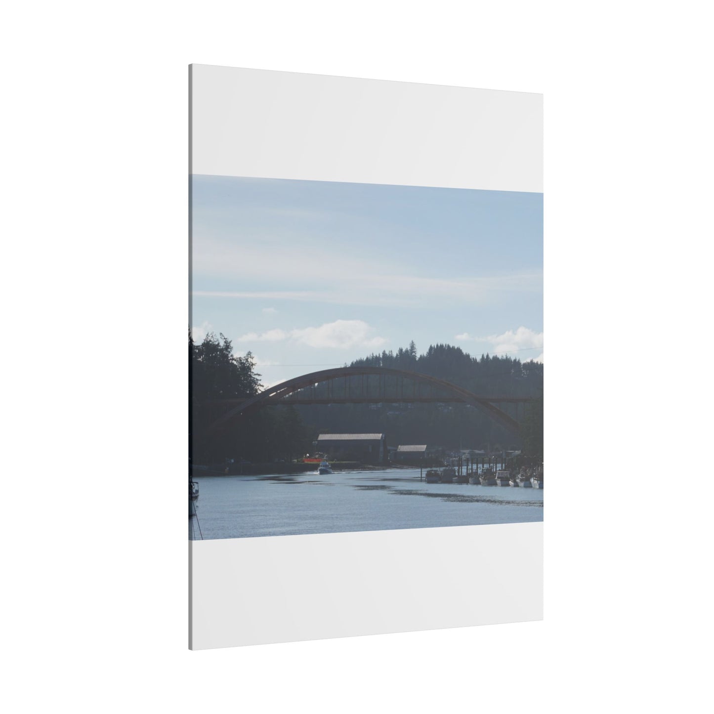 Scenic Bridge Matte Canvas Wall Art - Tranquil River Landscape