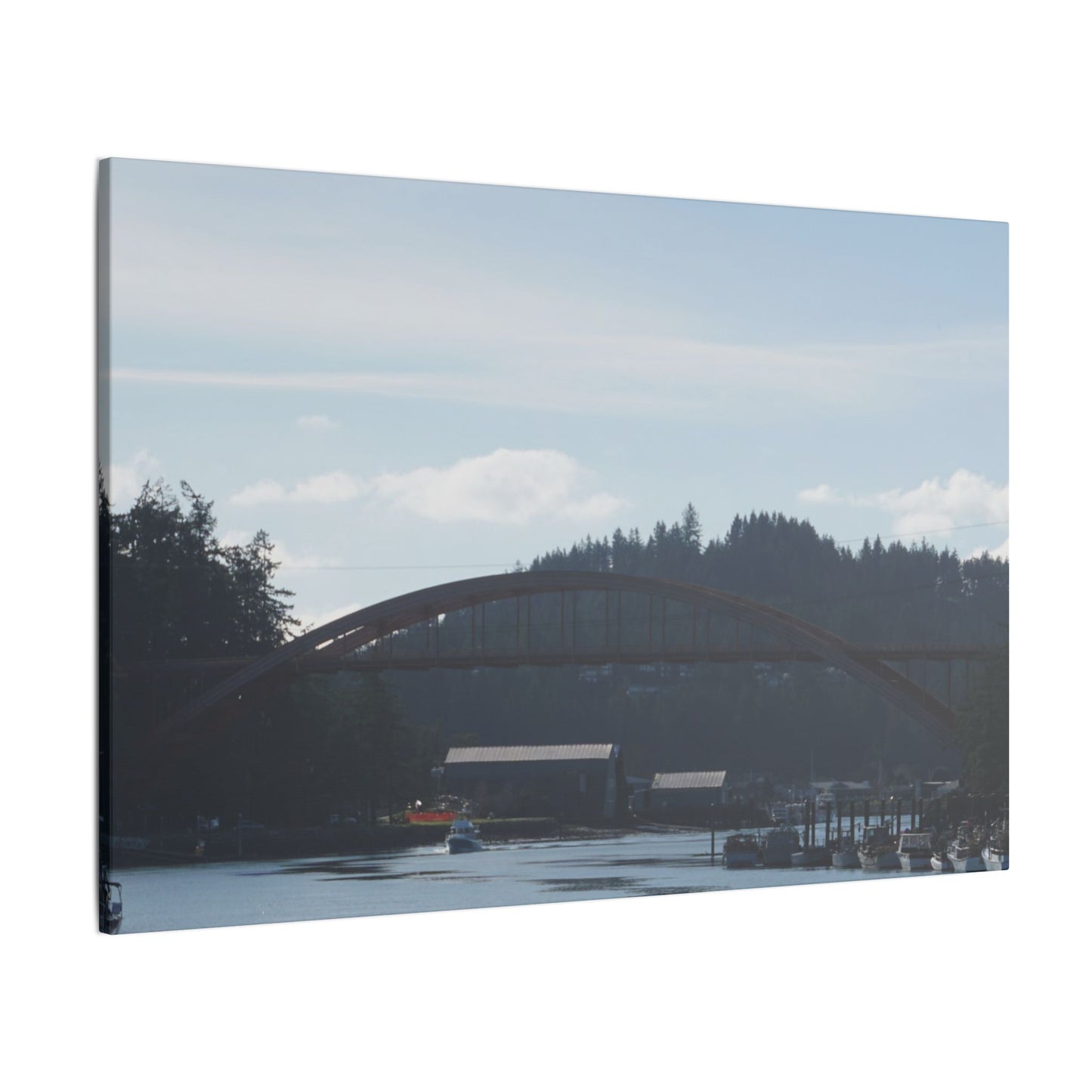 Scenic Bridge Matte Canvas Wall Art - Tranquil River Landscape