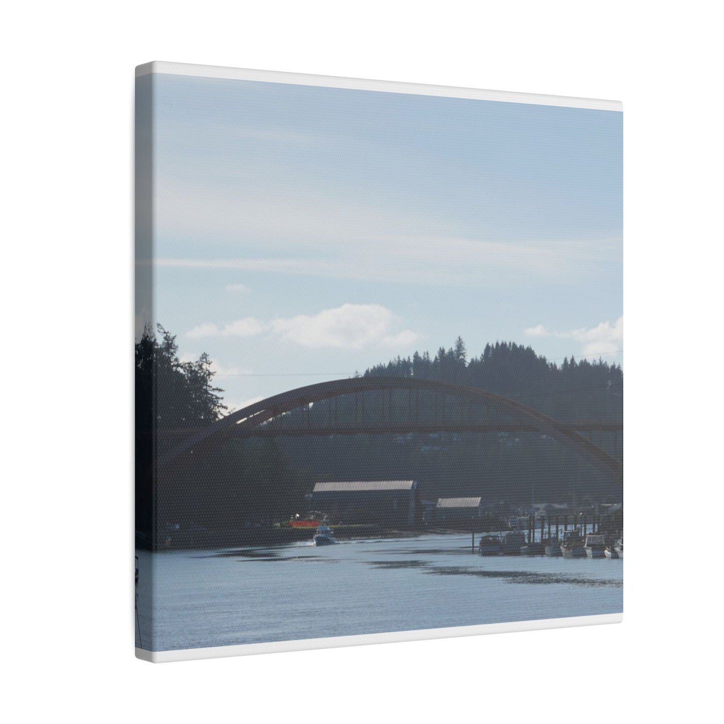 Scenic Bridge Matte Canvas Wall Art - Tranquil River Landscape