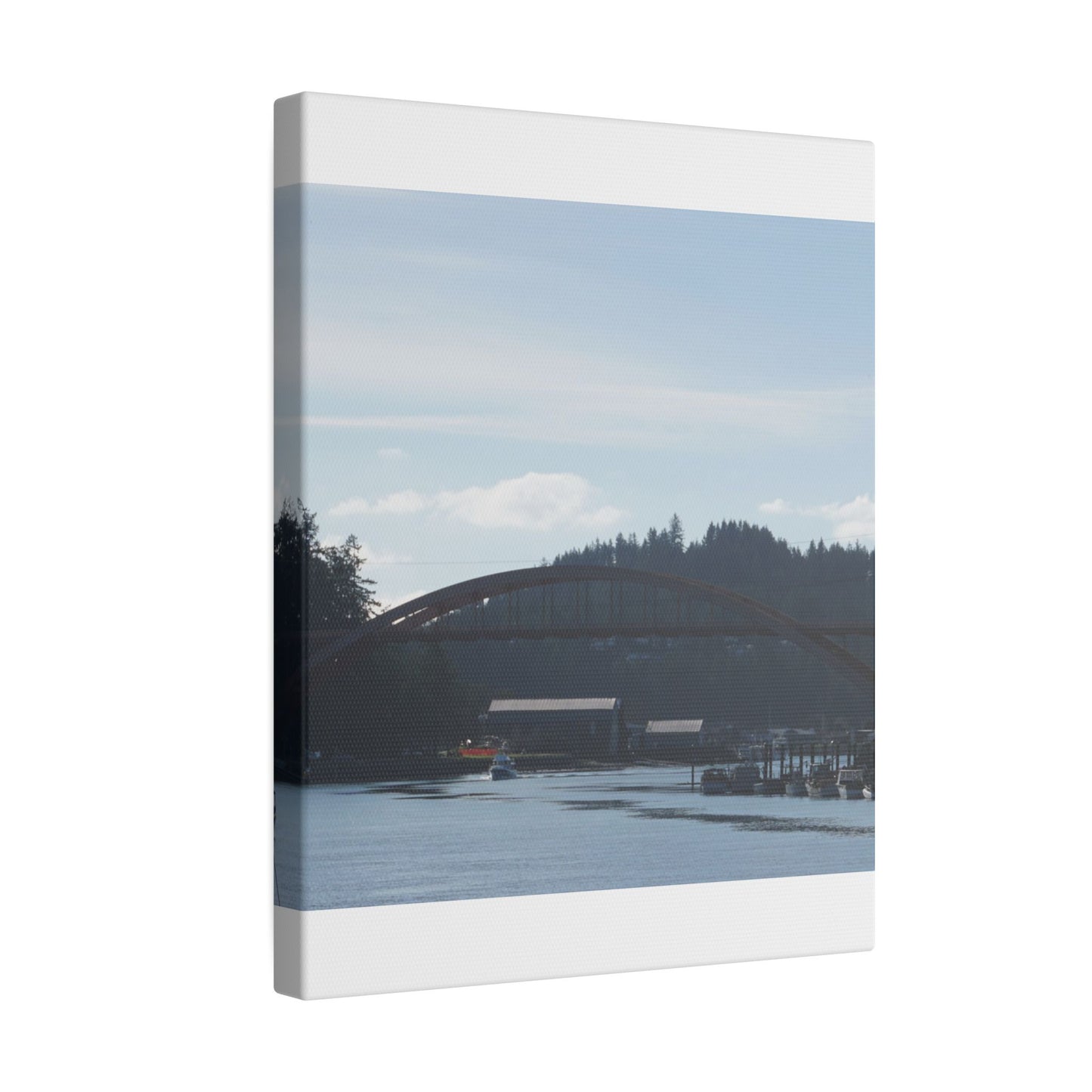 Scenic Bridge Matte Canvas Wall Art - Tranquil River Landscape