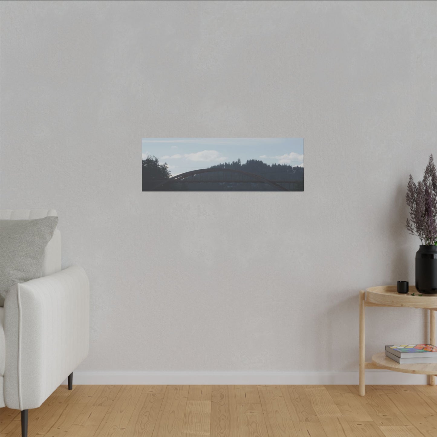 Scenic Bridge Matte Canvas Wall Art - Tranquil River Landscape