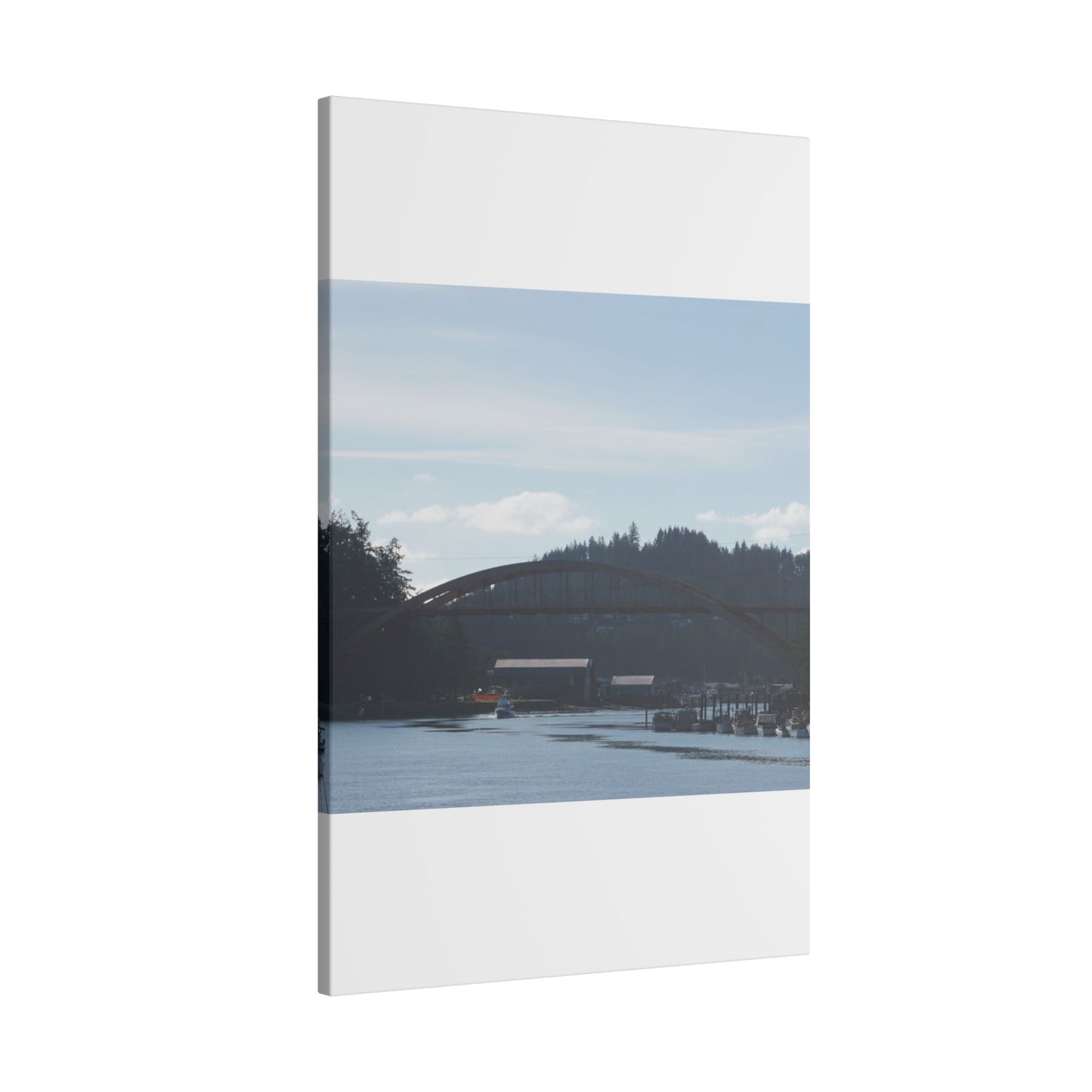 Scenic Bridge Matte Canvas Wall Art - Tranquil River Landscape