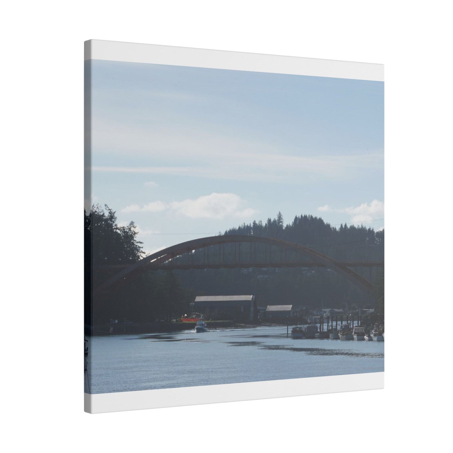 Scenic Bridge Matte Canvas Wall Art - Tranquil River Landscape