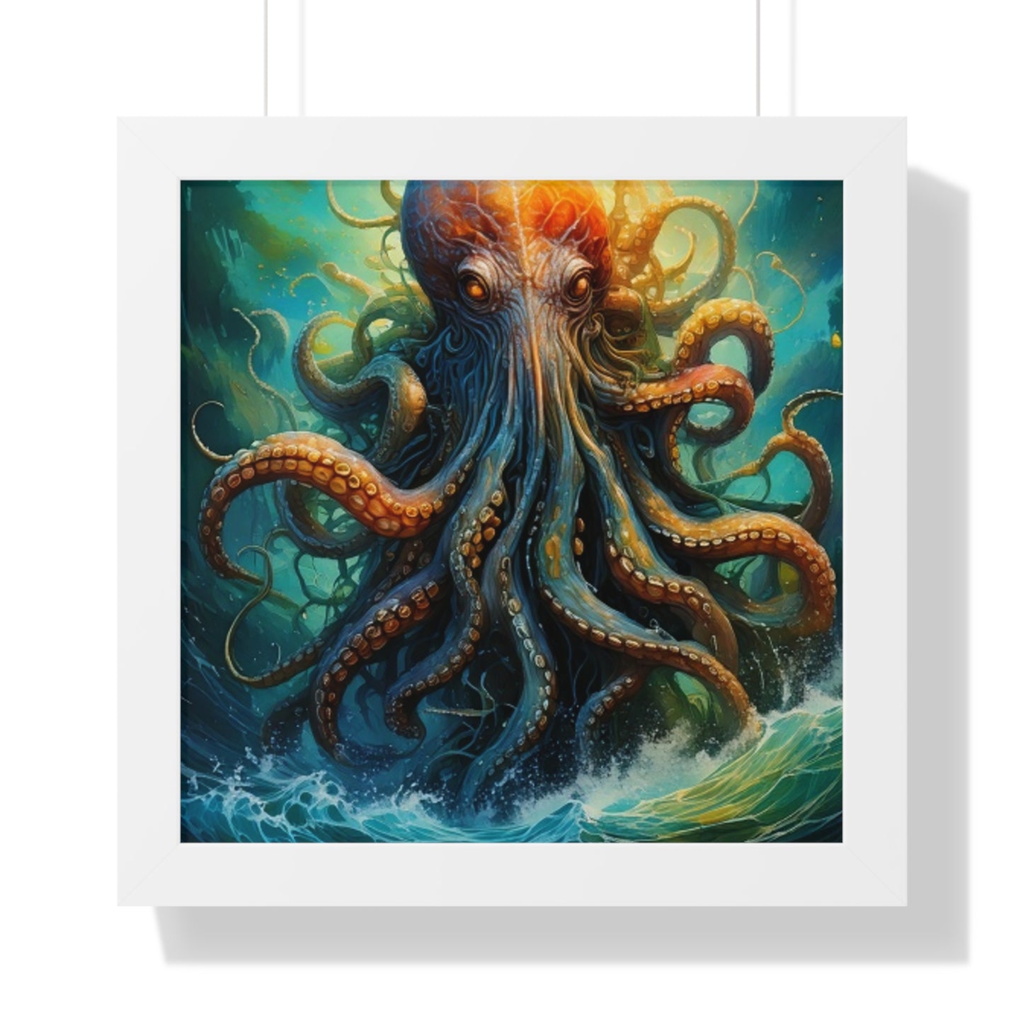 Octopus Art Print - Framed Vertical Poster for Nautical Decor