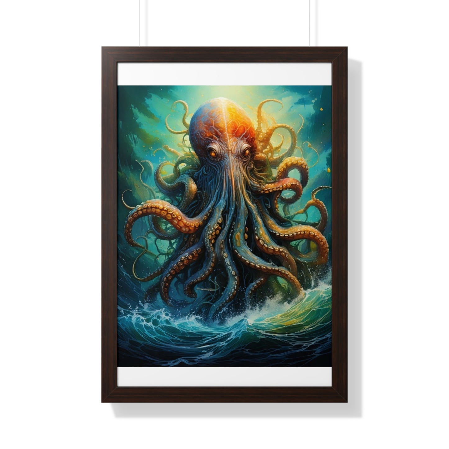 Octopus Art Print - Framed Vertical Poster for Nautical Decor