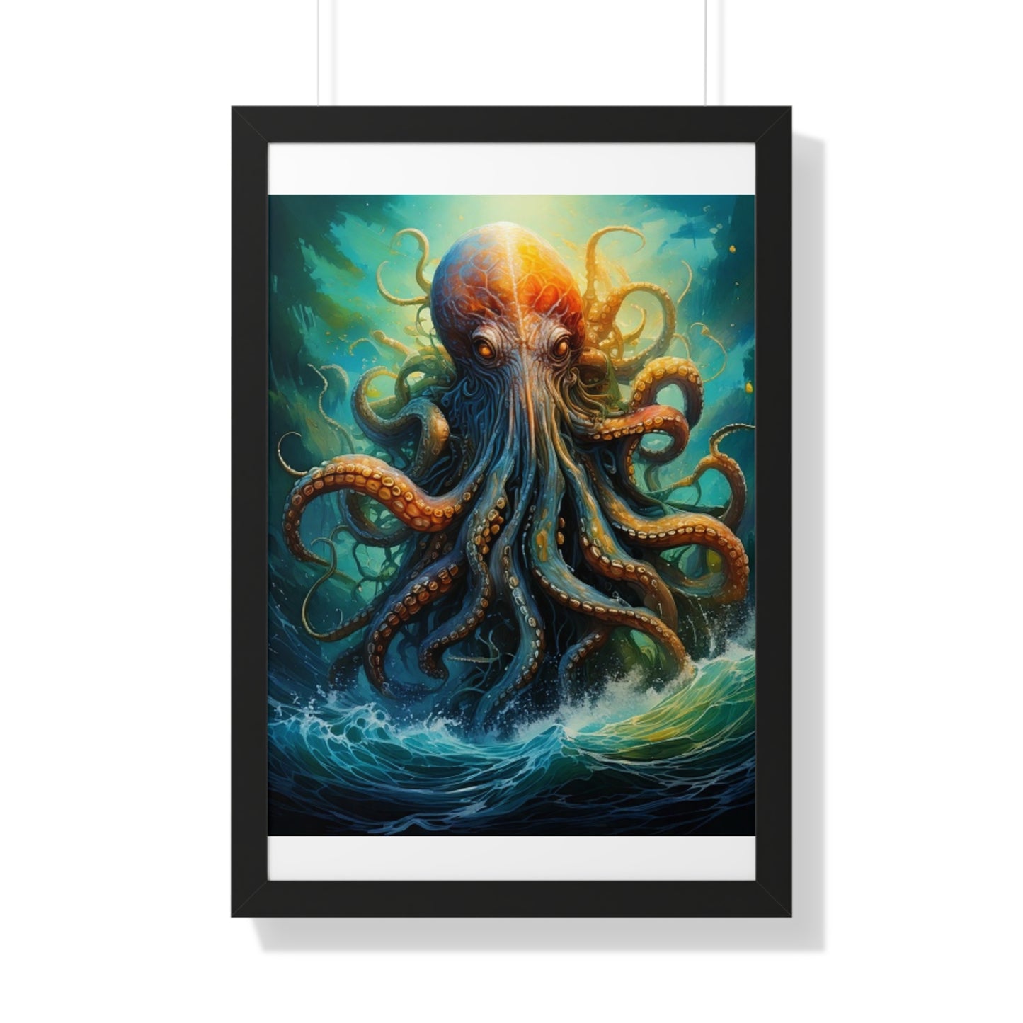 Octopus Art Print - Framed Vertical Poster for Nautical Decor