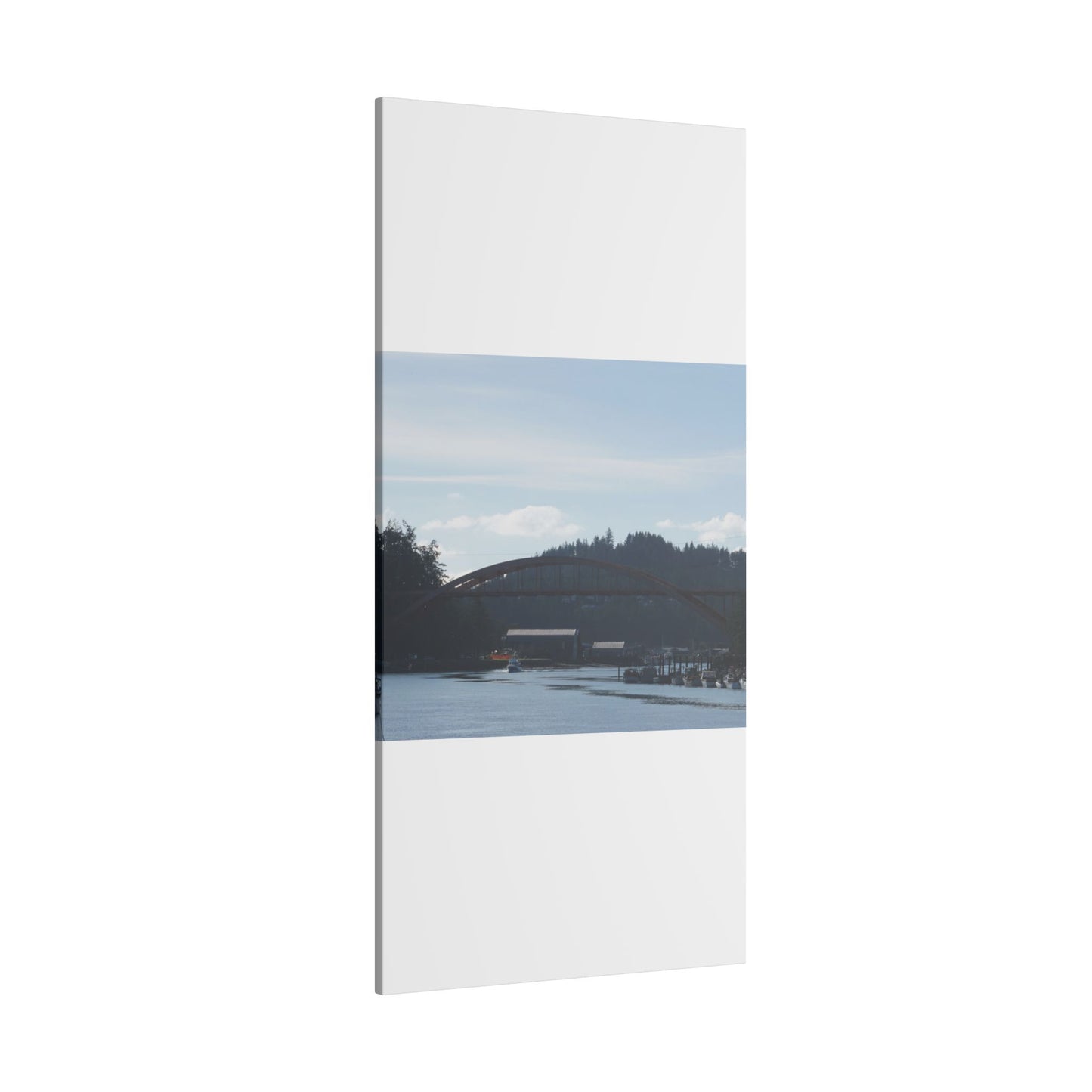 Scenic Bridge Matte Canvas Wall Art - Tranquil River Landscape