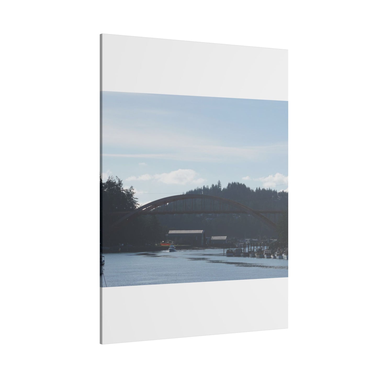 Scenic Bridge Matte Canvas Wall Art - Tranquil River Landscape