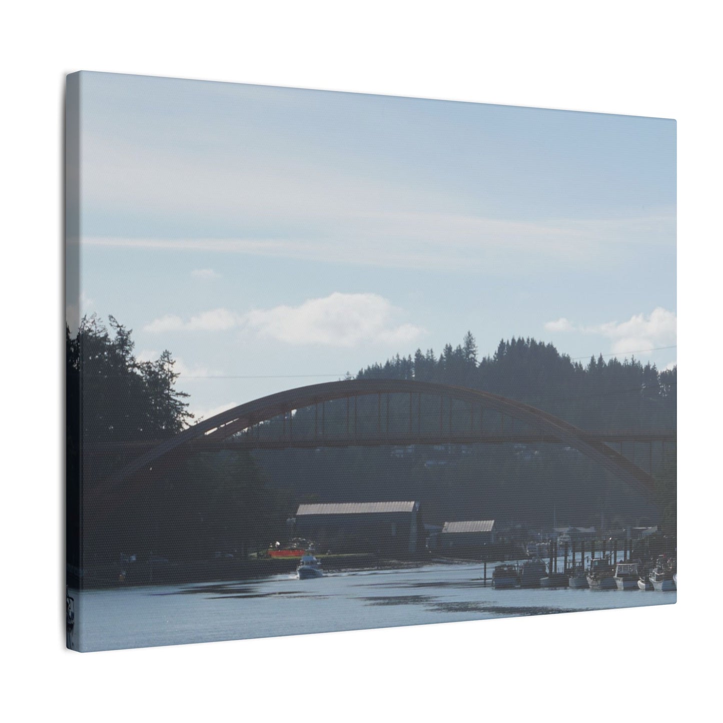 Scenic Bridge Matte Canvas Wall Art - Tranquil River Landscape