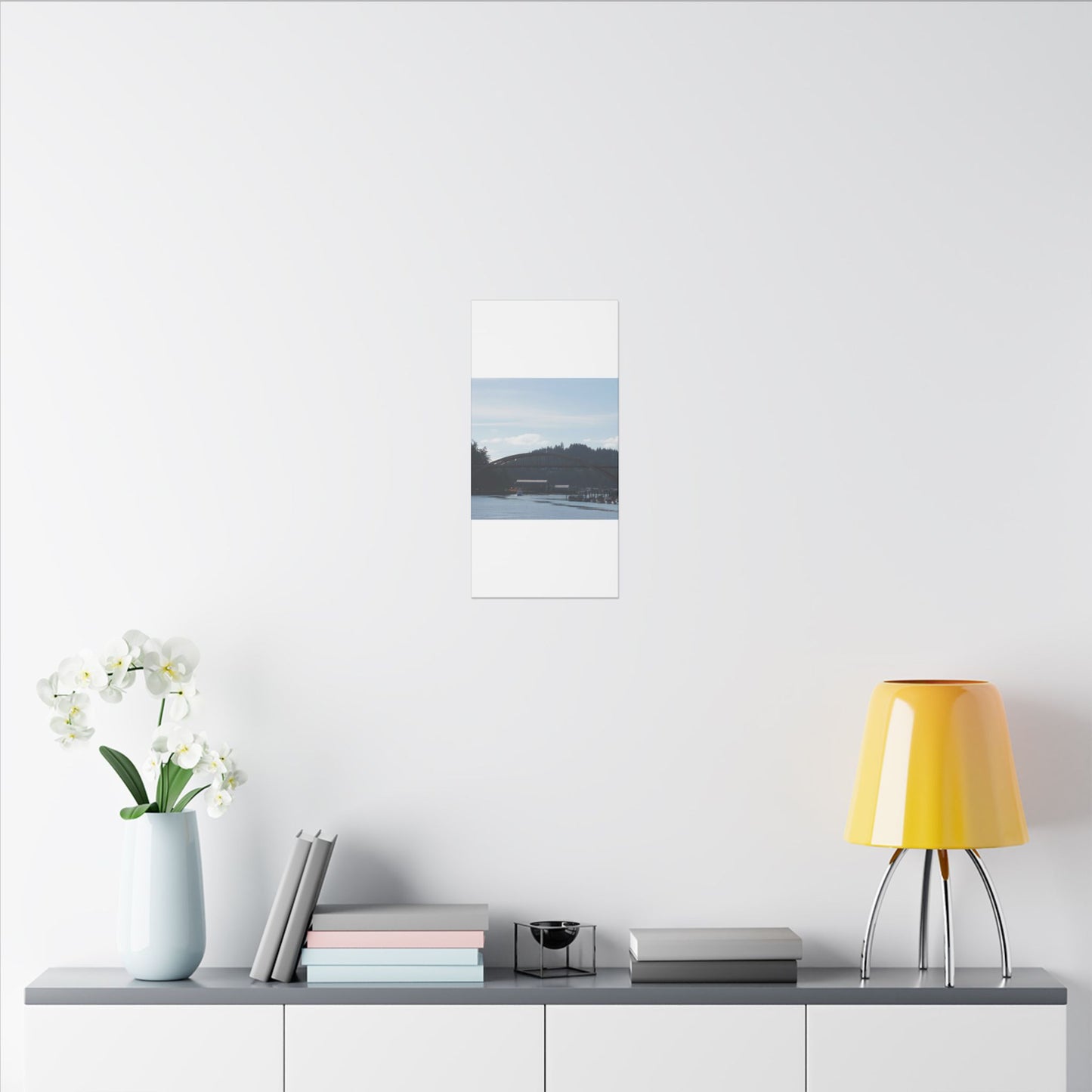 Scenic Bridge Matte Canvas Wall Art - Tranquil River Landscape