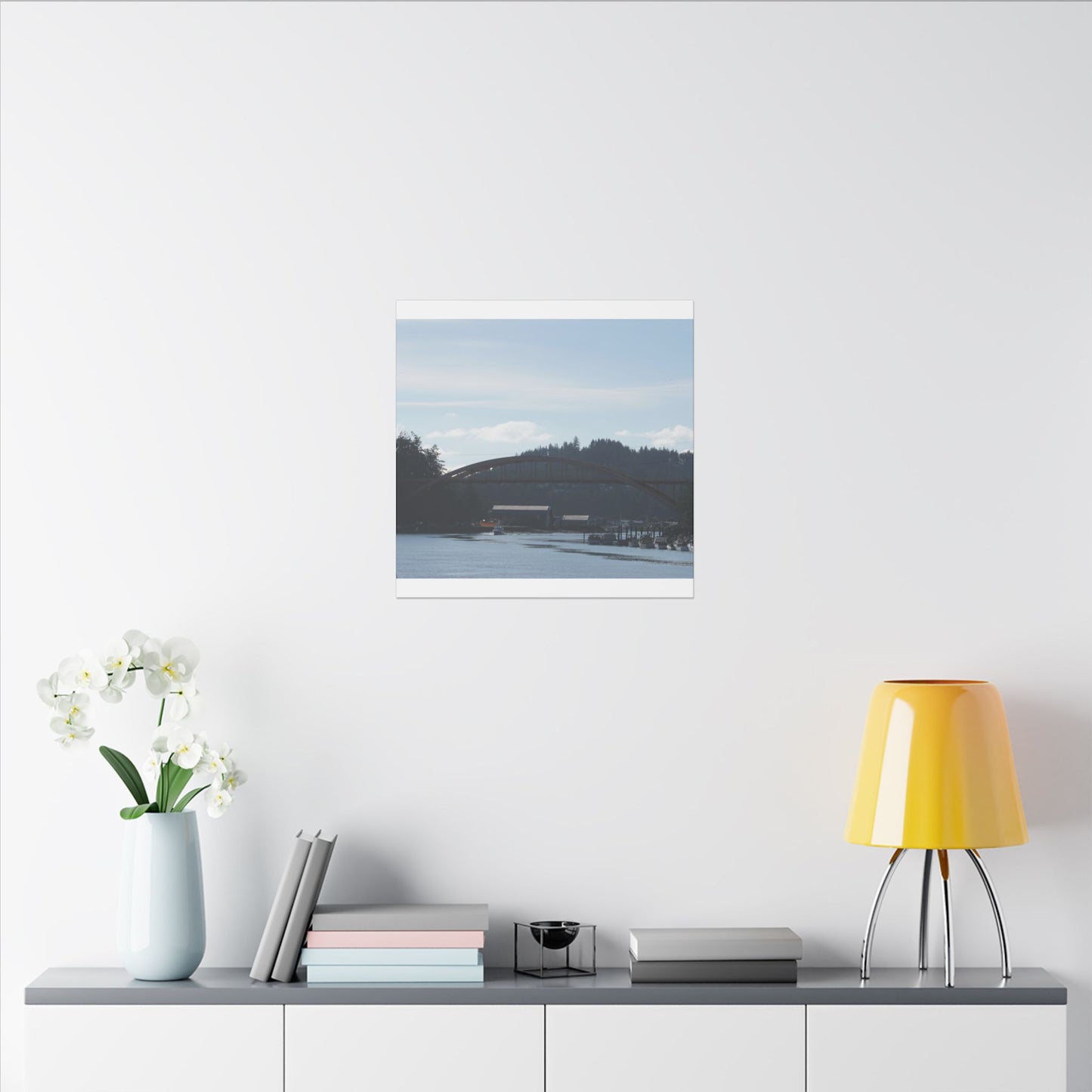 Scenic Bridge Matte Canvas Wall Art - Tranquil River Landscape